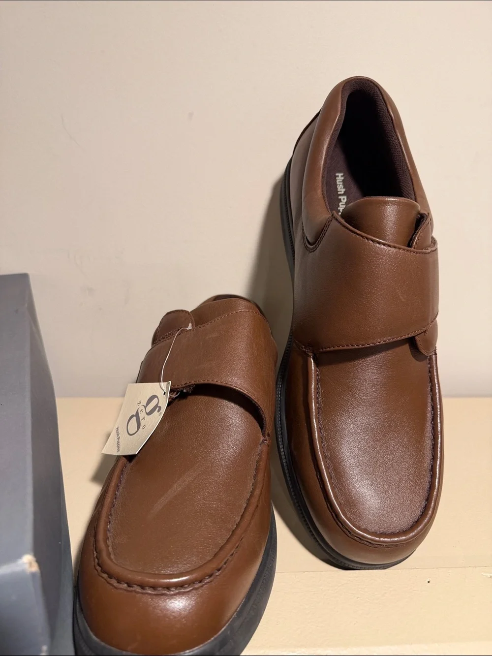 Hush Puppies Men’s Chestnut Brown Leather Slip-On Loafers